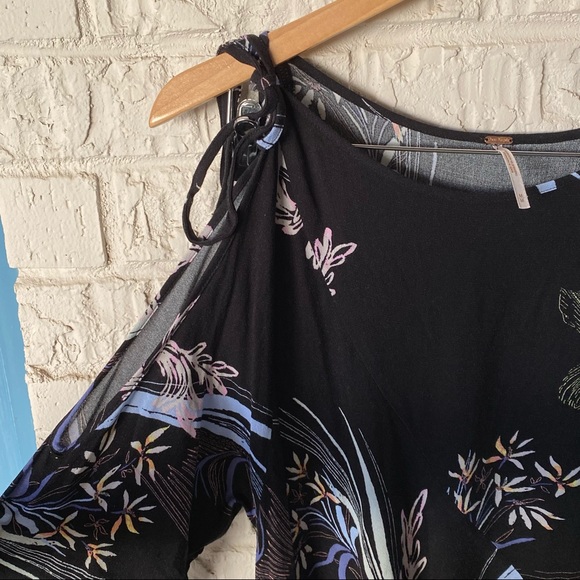 Free People Cold Shoulder Black Mini Dress - Picture 5 of 7